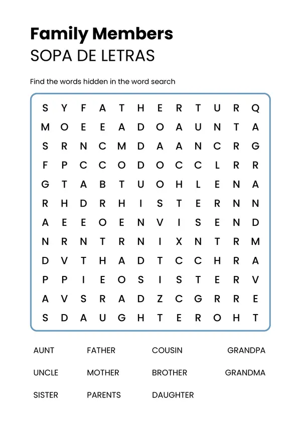 Family members: sopa de letras