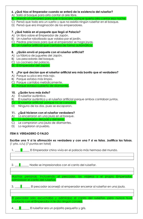 Prueba Lectura - El Ruiseñor Chino