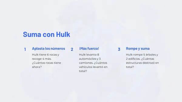 Resuelve problemas de sumas de 1 dígito con los personajes de Avengers