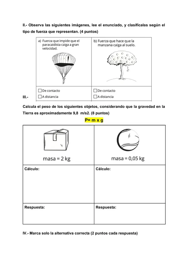 EVALUACIÓN TIPOS DE FUERZAS