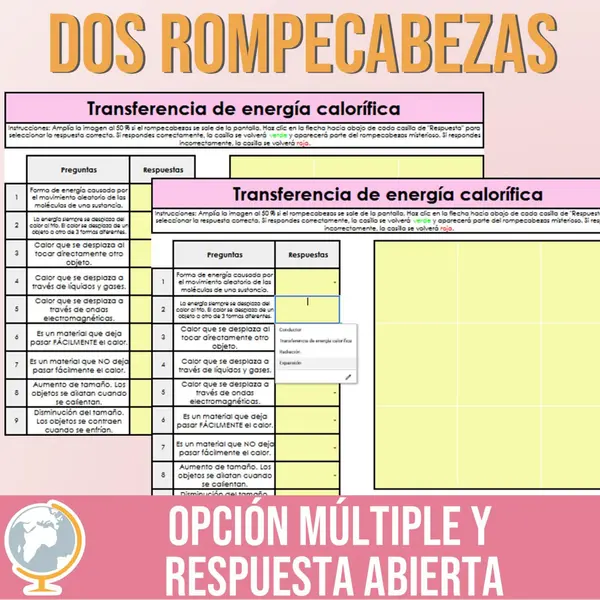 Transferencia de energía calorífica rompecabezas misterioso