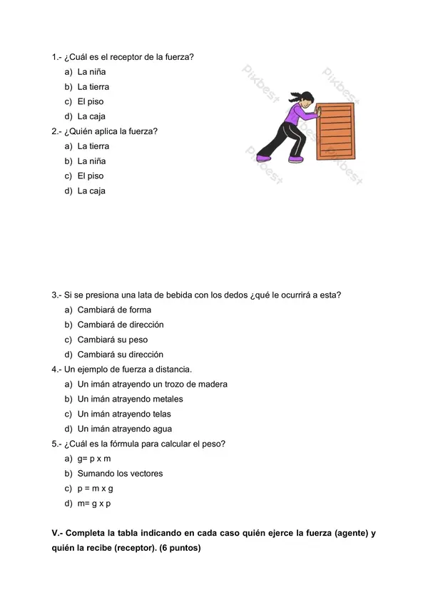 EVALUACIÓN TIPOS DE FUERZAS