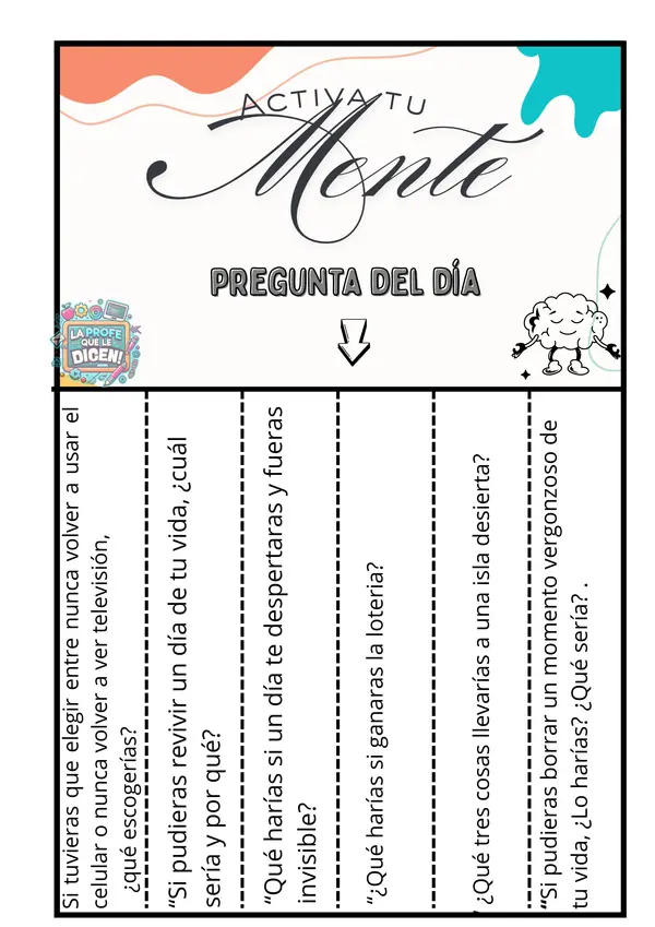 Set de 18 preguntas de reflexión. 