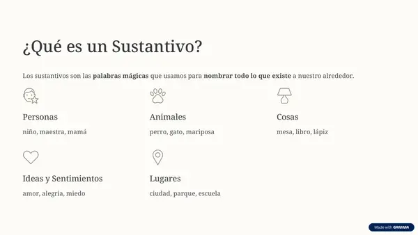 descubriendo los Sustantivos 