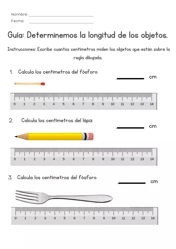 Determinar la longitud de objetos en centímetros