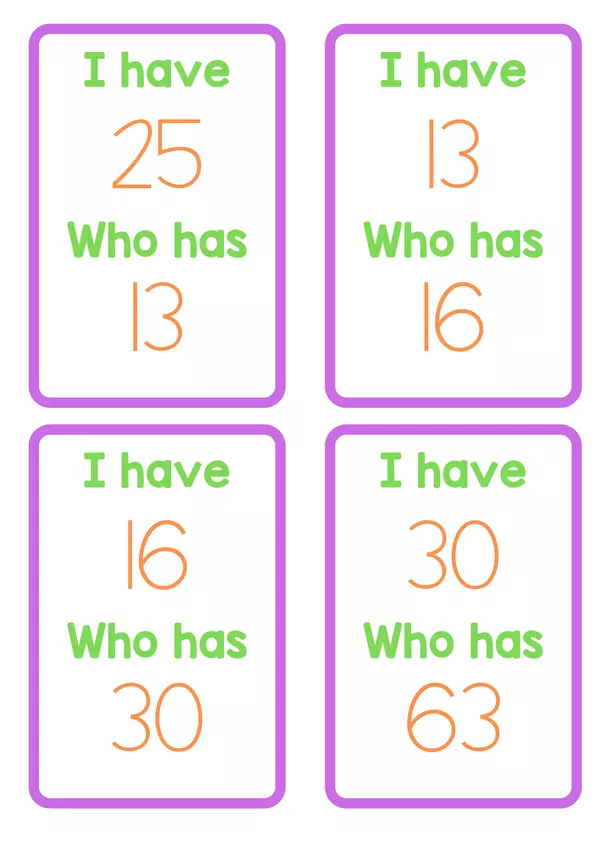 Numbers up to 100