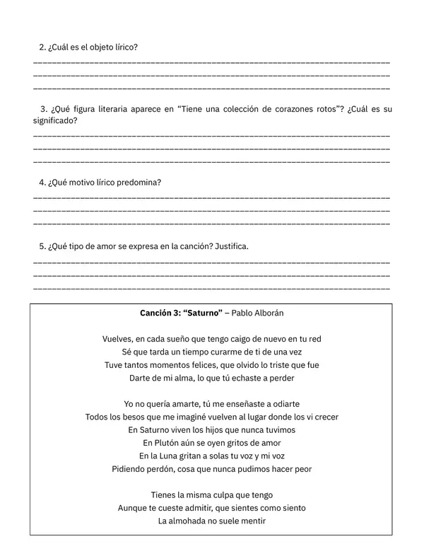 Análisis de canciones: Experiencias del amor