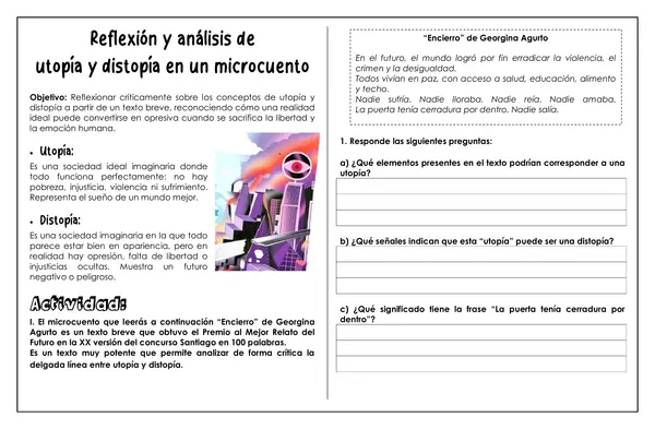 Guía de trabajo - Reflexión y análisis de utopía y distopía