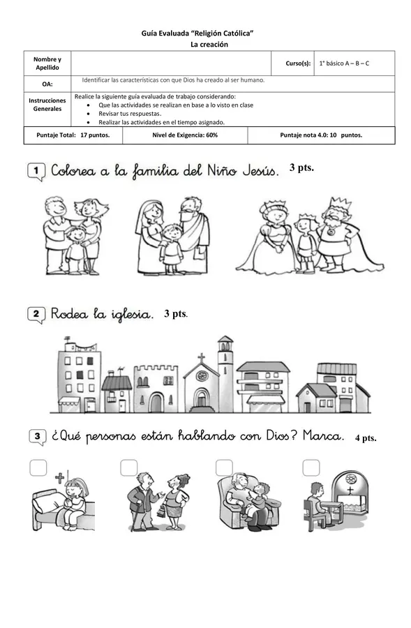 La familia de Jesus - evaluación 1° básicos