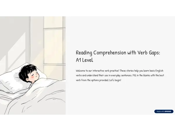PowerPoint on completing stories with verbs (A1 Level)