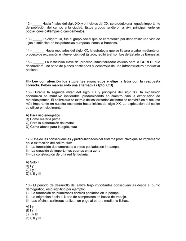 Evaluacion de Historia y Geografia 6 Basico: la profundizacion de la democracia