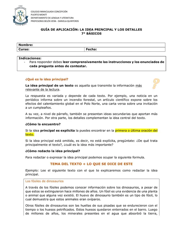 Guía idea principal y detalles