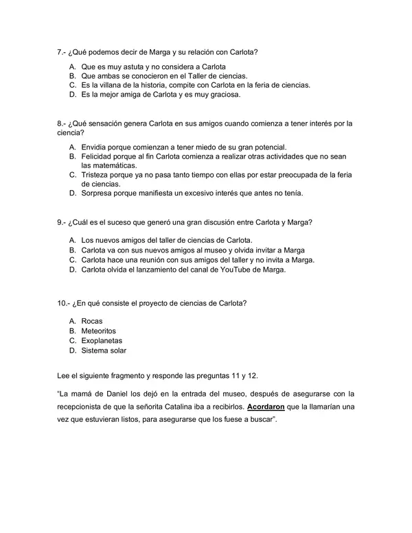 Evaluación El universo según Carlota 
