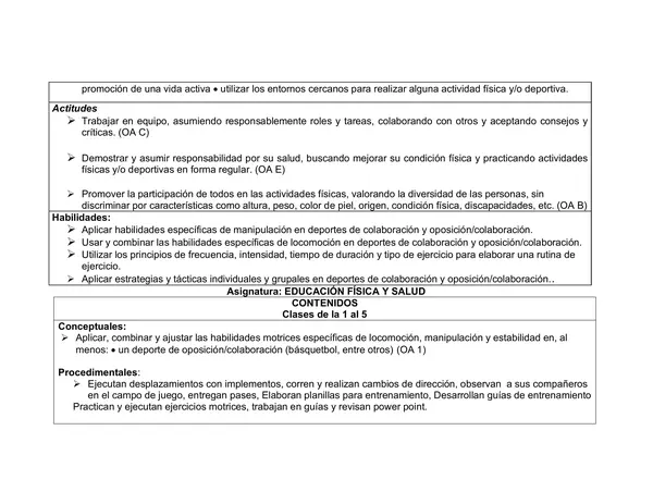 Planificación Clase a Clase: Noviembre | Educación Física y Salud 8° Básico