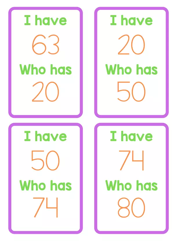 Numbers up to 100