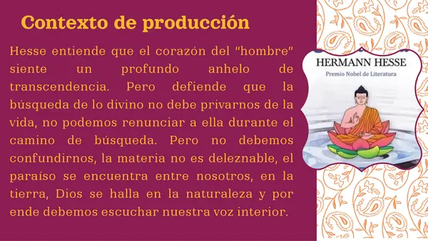 Contextualización libro Siddhartha - Hermann Hesse