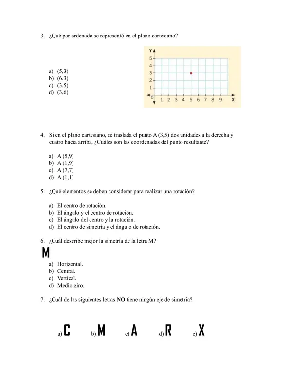 Evaluación de geometría (Quinto básico)