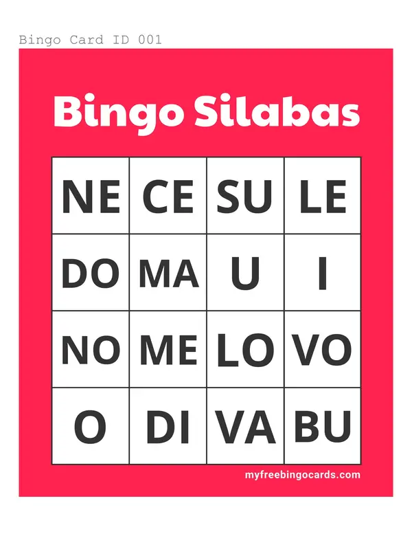 ¡Bingo de Sílabas! Aprendemos Jugando