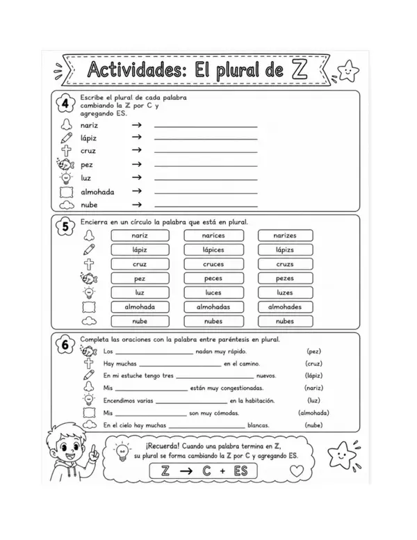 Los plurales de palabras terminadas en Z