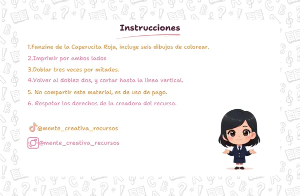 Mini libro de Colorear del cuento: Caperucita Roja