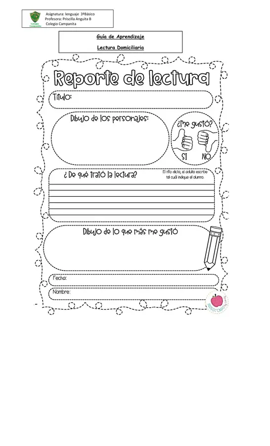 Guía de aprendizaje lectura domiciliaria 