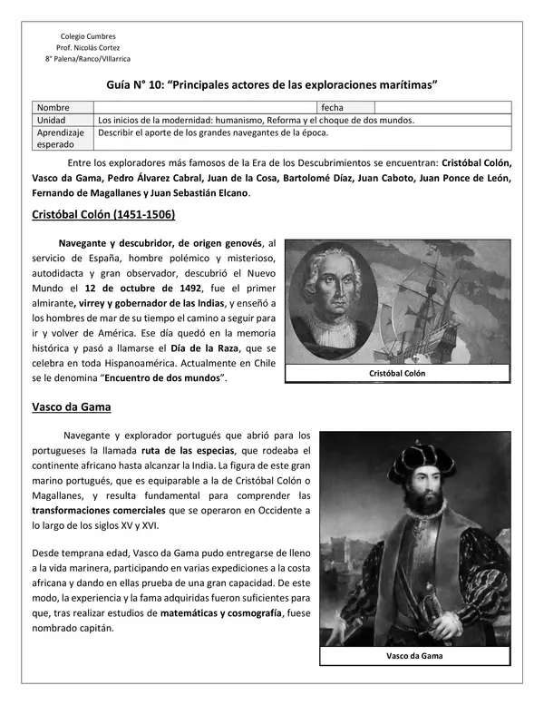 Guía N° 10: “Principales actores de las exploraciones marítimas”