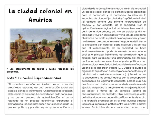 Guía de trabajo - La ciudad colonial en América