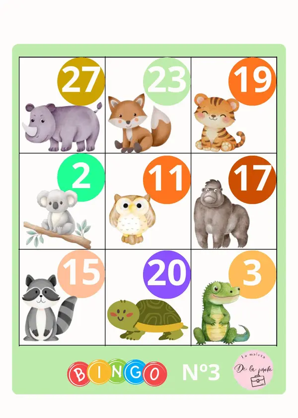 Bingo de Animales y Números – Juego Didáctico Imprimible