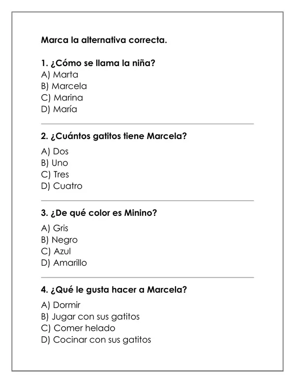 MINI DESAFIO DE COMPRENSIÓN LECTORA 2° BÁSICO