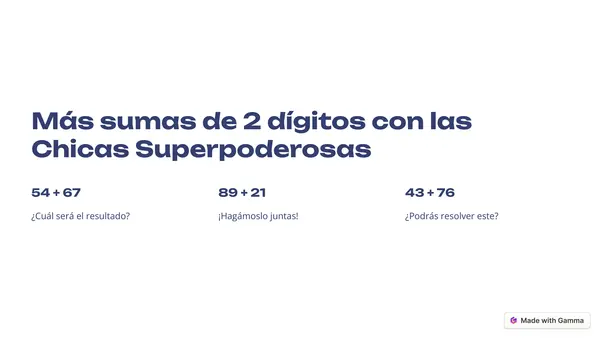 Sumas de 2 dígitos con las chicas superpoderosas