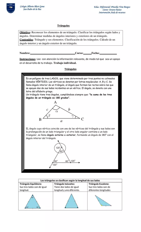 Suma de ángulos de un triangulo 