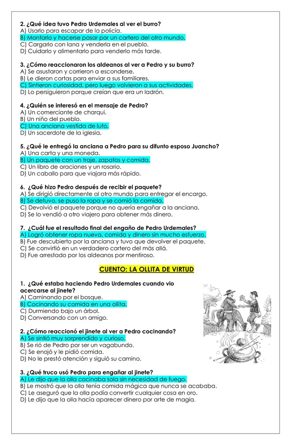 Prueba Lectura - Las vueltas de Pedro Urdemales
