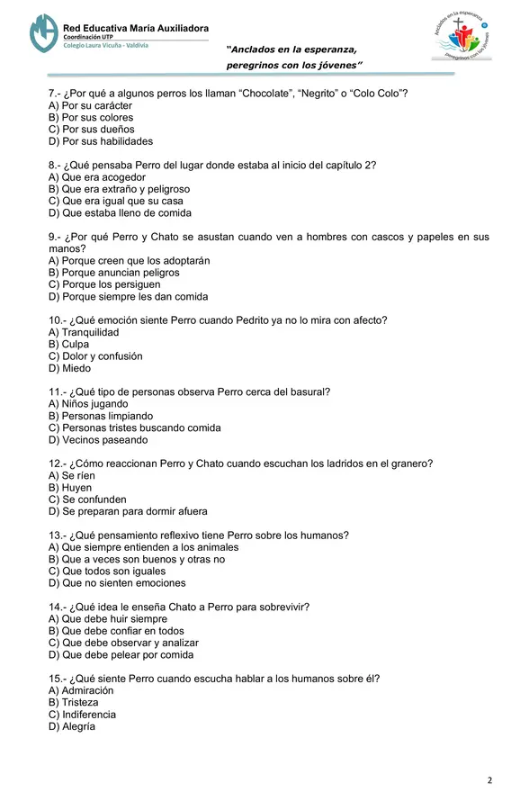 Evaluación Plan Lector "Perro y Gato"