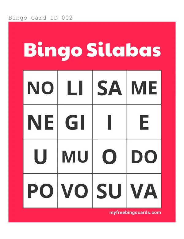 ¡Bingo de Sílabas! Aprendemos Jugando