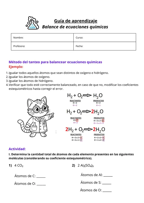 Balance de ecuaciones quimicas