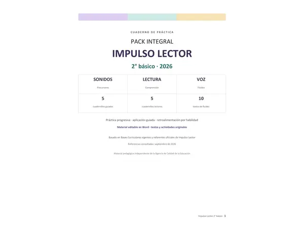 IMPULSO LECTOR 2do básico. - Pack de práctica.