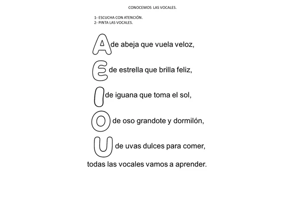 CONOCEMOS LAS VOCALES