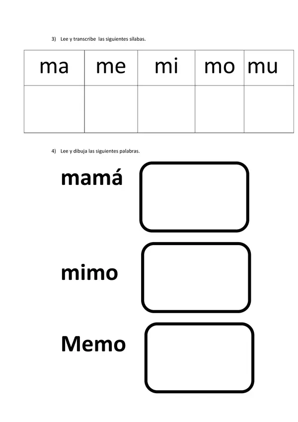 Guía de aprendizaje letra "M".