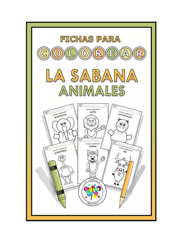 Fichas para colorear La Sabana Animales Salvajes