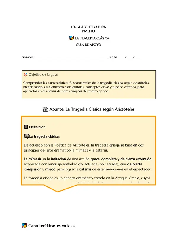  🎭 LA TRAGEDIA CLÁSICA GUÍA DE APOYO