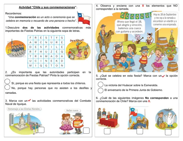 Guía "Chile y sus conmemoraciones" 1°básico