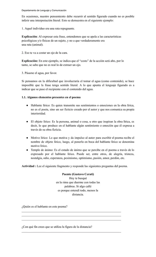 Figuras literarias y lenguaje figurado | Recurso listo para usar