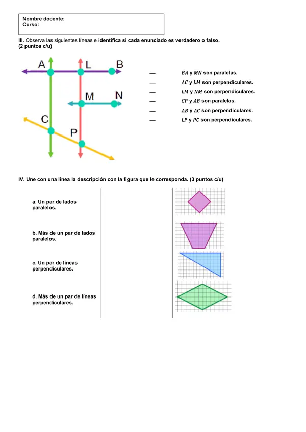 Prueba geometría 5° Básico