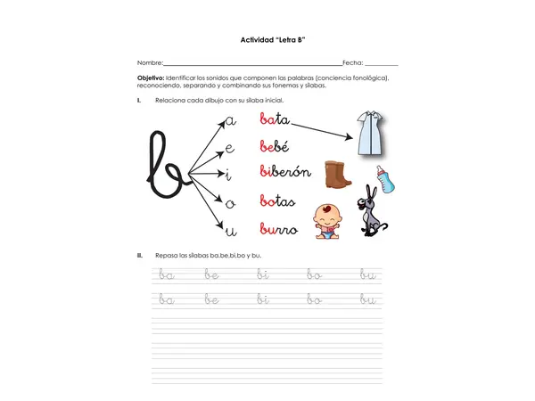 Actividad Letra B – 2° Básico