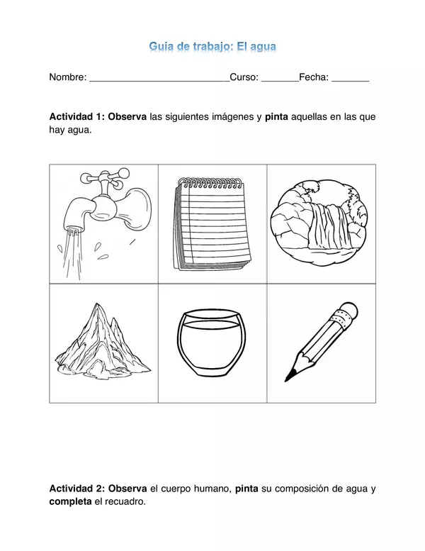 guia 1  El agua, naturales, segundo basico