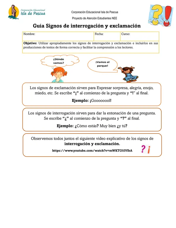 Guía Signos de interrogación y exclamación