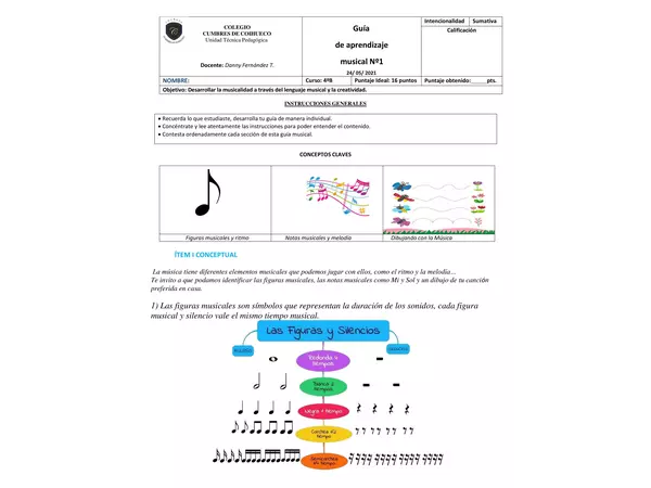Guía de aprendizaje musical 4°Básico