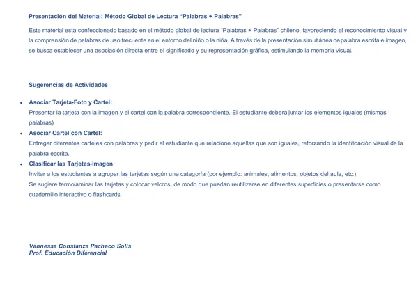Método Global de Lectura Etapa 2