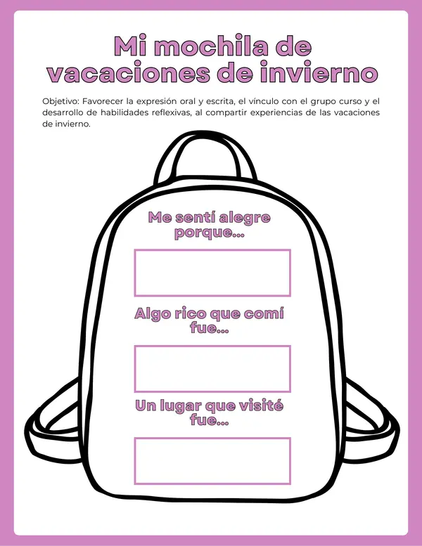 Mi mochila de vacaciones de invierno