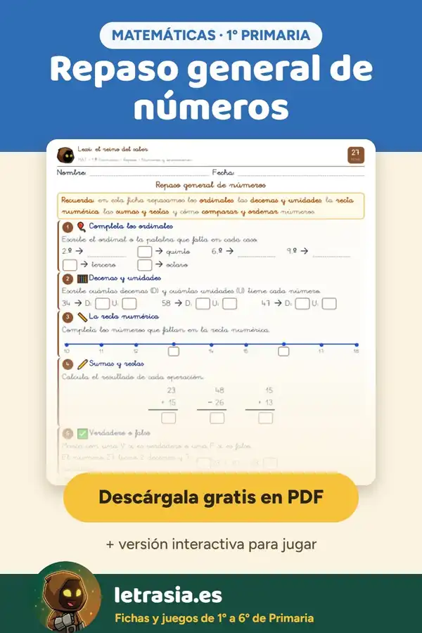 Fichas de Matemáticas para 1º de Primaria